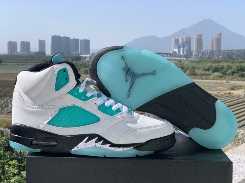 Air Jordan 5 Island Green 3M White Jade Black Shoes - Click Image to Close